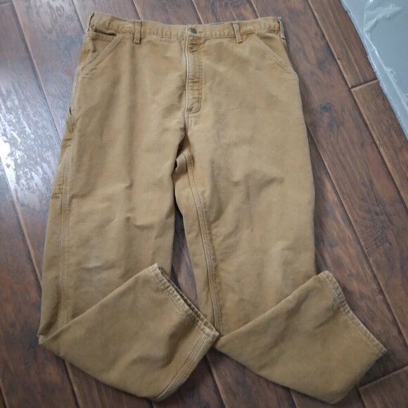 Carhartt | Men's Duck Canvas Flannel Lined Carpenter Utility Work Pants … - Picture 2 of 6